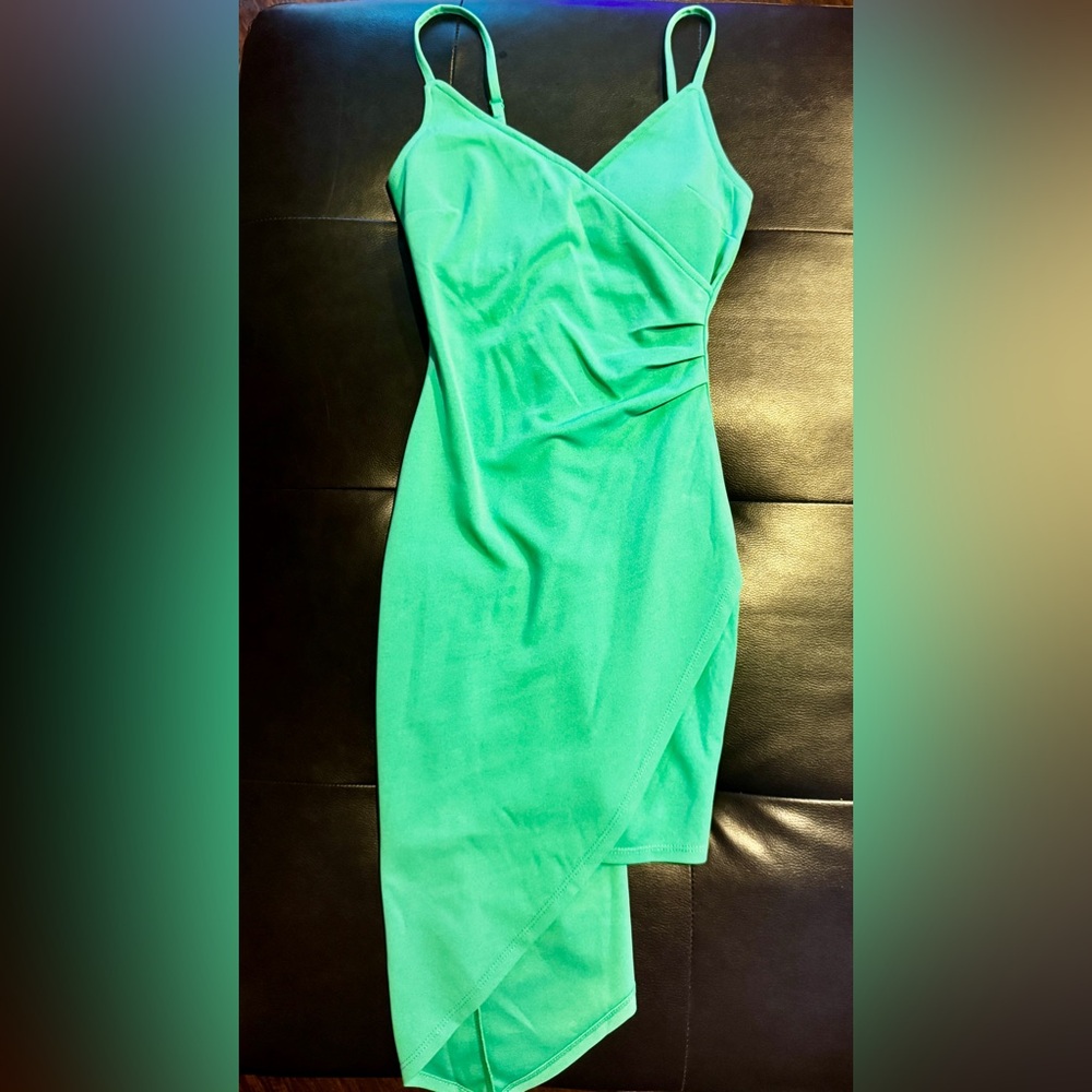 Planet Gold Vibrant Green Mini Dress